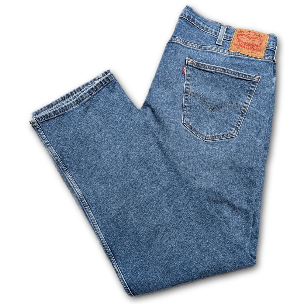 Levi's Mens Jeans 505 Blue 42x32 Regular Fit Denim Stretch Pockets Medium W40